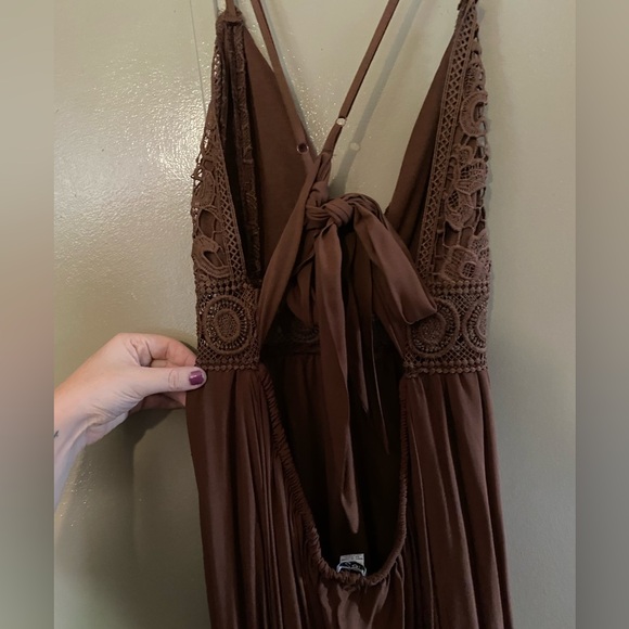 Beautiful Women's Boho Brown Sleeveless Maxi Dress with Lace Detail - rue21 - Picture 6 of 7